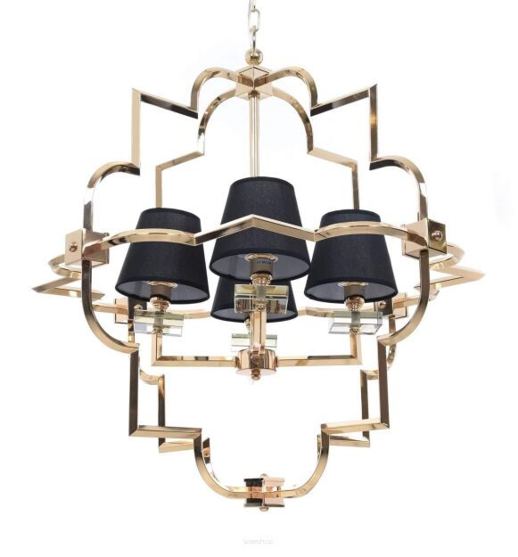 Lampa wisząca BALTIMORE LDP 8020-4 (GD+BK) Lumina Deco glamour złota z czarnymi abażurami