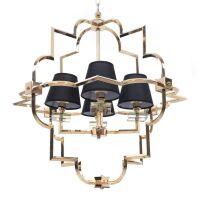 Lampa wisząca BALTIMORE LDP 8020-4 (GD+BK) Lumina Deco glamour złota z czarnymi abażurami