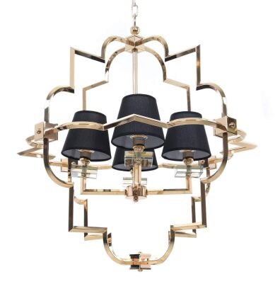 Lampa wisząca BALTIMORE LDP 8020-4 (GD+BK) Lumina Deco glamour złota z czarnymi abażurami