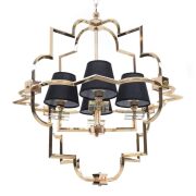 Lampa wisząca BALTIMORE LDP 8020-4 (GD+BK) Lumina Deco glamour złota z czarnymi abażurami