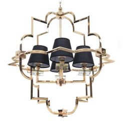 Lampa wisząca BALTIMORE LDP 8020-4 (GD+BK) Lumina Deco glamour złota z czarnymi abażurami