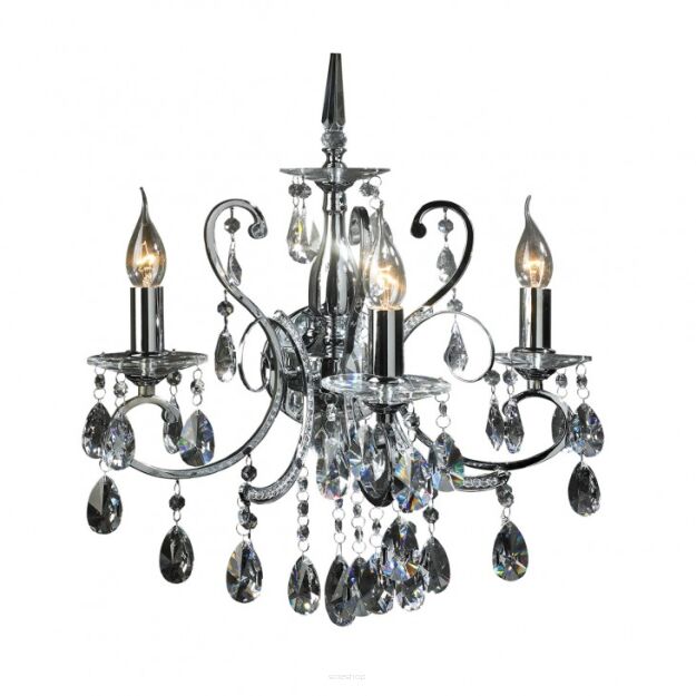 Kinkiet Barocco Black MB72709-3A Italux  chrom kryształki styl pałacowy elagancki