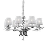 Lampa wisząca Pegaso SP8 059242 Ideal Lux metalowa oprawa wykończona w chromie klosze  z białej organzy