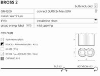 LAMPA NATYNKOWA   Bross 2  biały/aluminium Azzardo AZ0784 tuba techniczna podwójna - 3