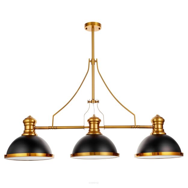 Lampa wisząca ETTORE W3 LUMINA DECO LDP 710-3 (BK+MD) loftowa czarno-mosiężna 3x E27