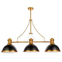 Lampa wisząca ETTORE W3 LUMINA DECO LDP 710-3 (BK+MD) loftowa czarno-mosiężna 3x E27