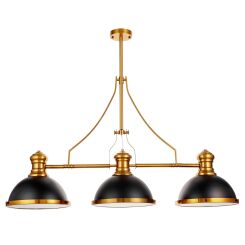 Lampa wisząca ETTORE W3 LUMINA DECO LDP 710-3 (BK+MD) loftowa czarno-mosiężna 3x E27