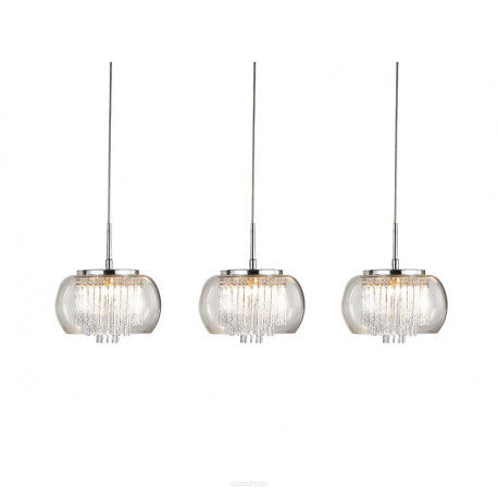 Lampa wisząca REGO 3 LINE AZzardo AZ2453 szklane przezroczyste klosze z wyłaniającymi się dekoracyjnymi rurkami w środku na listwie