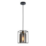 Lampa wisząca Kalula PND-78901-1-BK+SG Italux szklany klosz otulony metalową siatką - 2