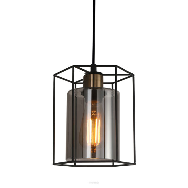 Lampa wisząca Kalula PND-78901-1-BK+SG Italux szklany klosz otulony metalową siatką