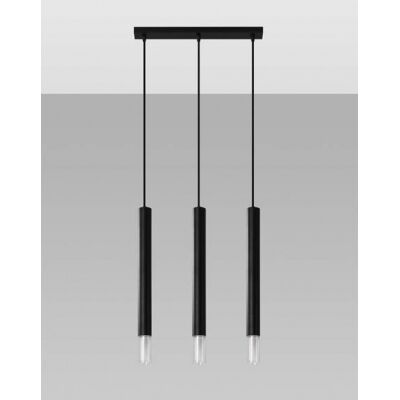 Lampa wisząca WEZYR 3 SL.0962 SOLLUX LIGHTING 3 czarne tuby ze szklanym akcentem