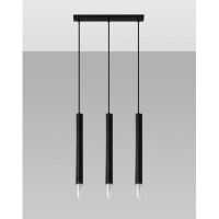Lampa wisząca WEZYR 3 SL.0962 SOLLUX LIGHTING 3 czarne tuby ze szklanym akcentem