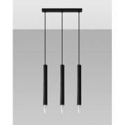 Lampa wisząca WEZYR 3 SL.0962 SOLLUX LIGHTING 3 czarne tuby ze szklanym akcentem