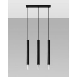 Lampa wisząca WEZYR 3 SL.0962 SOLLUX LIGHTING 3 czarne tuby ze szklanym akcentem