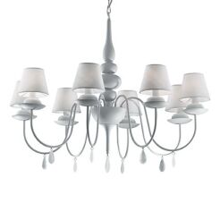 Lampa wisząca Blanche SP8 Ideal Lux  035574  Metalowa rama wykończona satynowym czarnym lakierem abażury białe