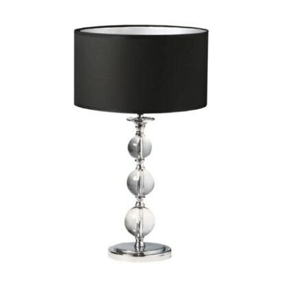 Lampa stołowa Rea RLT93163-1B Zuma Line czarny okrągły abażur podstawa chromowana kryształowe kule