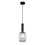 Lampa wisząca ANTIOLA PND-5588-1M-BK+CL Italux  SZKLANY TRANSPARENTNY KLOSZ O ŚREDNICY 15 CM CZARNE WYKOŃCZENIE LAMPY - 2