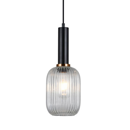 Lampa wisząca ANTIOLA PND-5588-1M-BK+CL Italux  SZKLANY TRANSPARENTNY KLOSZ O ŚREDNICY 15 CM CZARNE WYKOŃCZENIE LAMPY