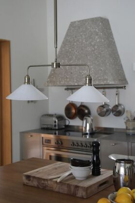 Lampa wisząca Vela 1L 2xE27 109160 Markslojd antyczny mosiądz/biała 2xØ25cm