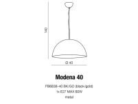 Lampa wisząca MODENA 40 AZzardo FB6838-40 BK/GO AZ1394  wykonana jest z metalu w kolorze czarno-złotym półokragła idealna do kuchni - 3