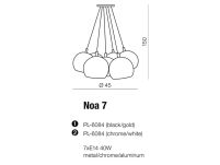 Lampa wisząca Noa 7 AZzardo PL-6084 CH/WH AZ1043 wykonana z metalu i aluminium w kolorze chromu klosze kuliste - 3