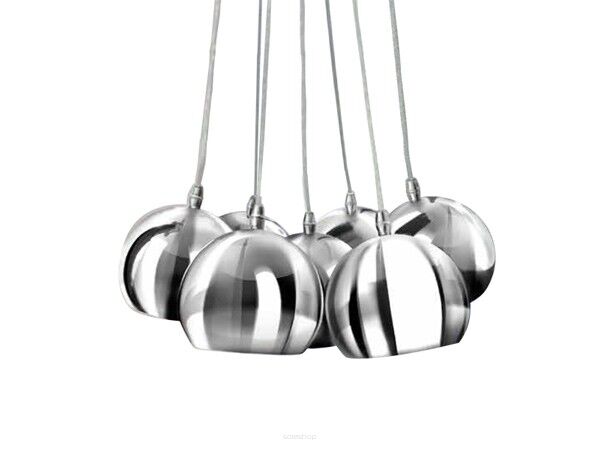 Lampa wisząca Noa 7 AZzardo PL-6084 CH/WH AZ1043 wykonana z metalu i aluminium w kolorze chromu klosze kuliste