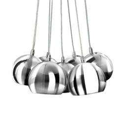 Lampa wisząca Noa 7 AZzardo PL-6084 CH/WH AZ1043 wykonana z metalu i aluminium w kolorze chromu klosze kuliste