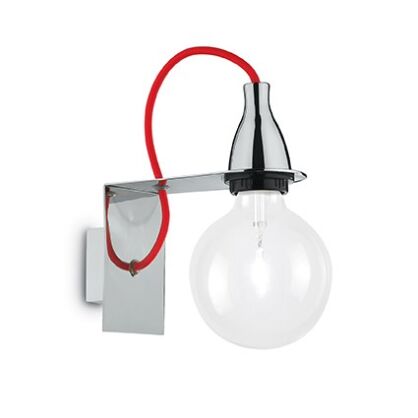 Kinkiet Minimal AP1 Ideal Lux 045207  metalowa oprawa kolor chrom z czerownym przewodem