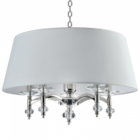 Lampa wisząca VERONA  P05377WH NI COSMO  nowoczesna lampa z metalową podstawą o wykończeniu chromowanym biały okrągły abażur w kształcie tuby 60 cm średnicy