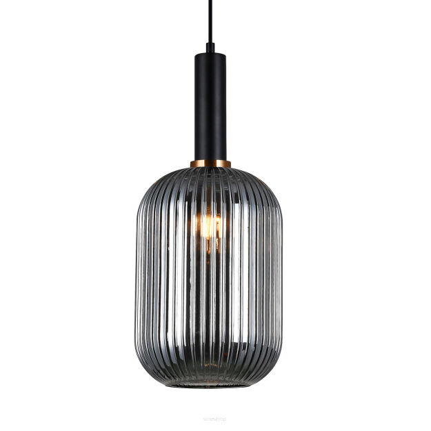 Lampa wisząca ANTIOLA PND-5588-1L-BK+SG Italux DYMIONY SZKLANY KLOSZ  CZARNE AKCENTY ŚREDNICA 20 CM
