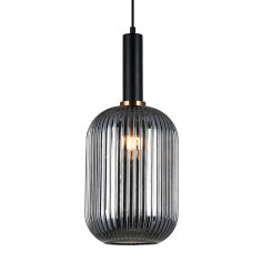 Lampa wisząca ANTIOLA PND-5588-1L-BK+SG Italux DYMIONY SZKLANY KLOSZ  CZARNE AKCENTY ŚREDNICA 20 CM