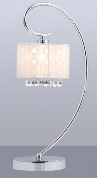 Lampa stołowa Span MTM1583/1 WH Italux chrom biały abażur styl pałacowy elegancki 