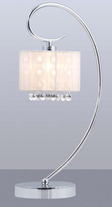 Lampa stołowa Span MTM1583/1 WH Italux chrom biały abażur styl pałacowy elegancki 