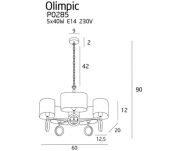 Lampa wisząca Olimpic P0285 MAXlight dekoracyjna elegancka wykonana z metalu o chromowanym zabarwieniu abażur z białej tkaniny  - 2