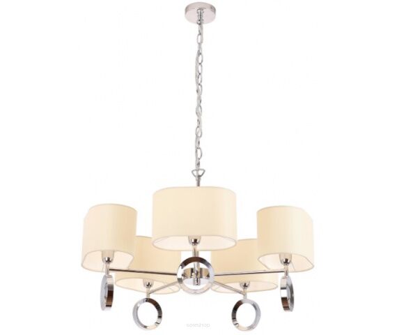 Lampa wisząca Olimpic P0285 MAXlight dekoracyjna elegancka wykonana z metalu o chromowanym zabarwieniu abażur z białej tkaniny 