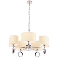 Lampa wisząca Olimpic P0285 MAXlight dekoracyjna elegancka wykonana z metalu o chromowanym zabarwieniu abażur z białej tkaniny 