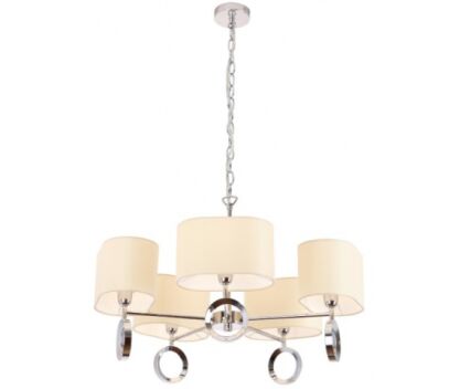 Lampa wisząca Olimpic P0285 MAXlight dekoracyjna elegancka wykonana z metalu o chromowanym zabarwieniu abażur z białej tkaniny 