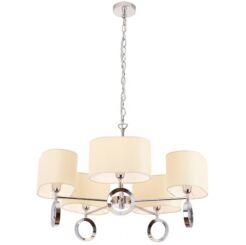 Lampa wisząca Olimpic P0285 MAXlight dekoracyjna elegancka wykonana z metalu o chromowanym zabarwieniu abażur z białej tkaniny 