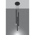 LAMPA WISZĄCA PASTELO 3P Czarna Rura Walec Led SOLLUX  Lampa Ścienna NOWOCZESNY stal  SL.0471 metalowa lampa  - 3