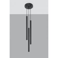 LAMPA WISZĄCA PASTELO 3P Czarna Rura Walec Led SOLLUX  Lampa Ścienna NOWOCZESNY stal  SL.0471 metalowa lampa 