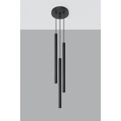 LAMPA WISZĄCA PASTELO 3P Czarna Rura Walec Led SOLLUX  Lampa Ścienna NOWOCZESNY stal  SL.0471 metalowa lampa 