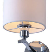 Lampa ścienna kinkiet CARMEN WALL RLB94103-1 Zuma Line klosz z beżowego materiału w kształcie tuby delikatny klasyczny chromowana podstawa