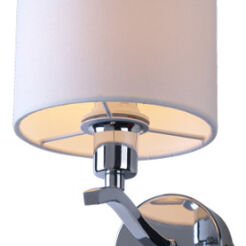 Lampa ścienna kinkiet CARMEN WALL RLB94103-1 Zuma Line klosz z beżowego materiału w kształcie tuby delikatny klasyczny chromowana podstawa