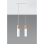 LAMPA  WISZĄCA PABLO 2  BIAŁE TUBY Z DREWNIANYM AKCENTEM PROSTA IDEALNA DO SALONU SL.0629 - 4