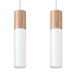 LAMPA  WISZĄCA PABLO 2  BIAŁE TUBY Z DREWNIANYM AKCENTEM PROSTA IDEALNA DO SALONU SL.0629 - 3
