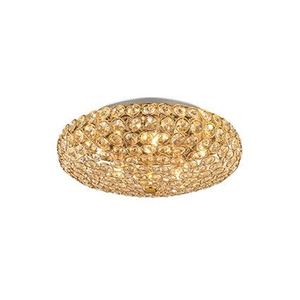 Plafon King PL5 Ideal Lux 073187    klosz składający się z metalowych pierścieni wypełnionych kryształkami kolor złoty 