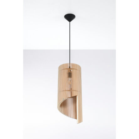 LAMPA  WISZĄCA ALEXIA NATURALNE DREWNO AŻUROWY KLOSZ NOWOCZESNY SL.0640 SOLLUX