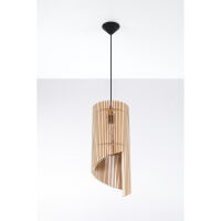 LAMPA  WISZĄCA ALEXIA NATURALNE DREWNO AŻUROWY KLOSZ NOWOCZESNY SL.0640 SOLLUX