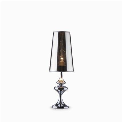 Lampa stołowa Alfiere TL1 SMALL CROMO Ideal Lux  032467  metalowy korpus w kolorze chromu Klosz z folii PVC w kolorze chromu