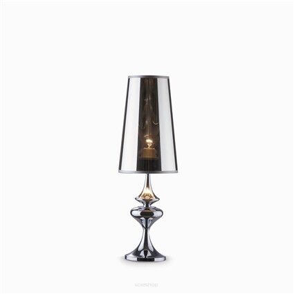 Lampa stołowa Alfiere TL1 SMALL CROMO Ideal Lux  032467  metalowy korpus w kolorze chromu Klosz z folii PVC w kolorze chromu